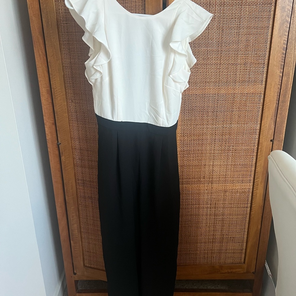 J. Crew Black and White Satin Jumpsuit